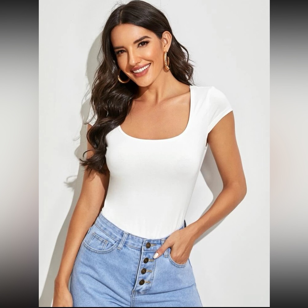 Brand new SHEIN scoop neck cap sleeve tee white